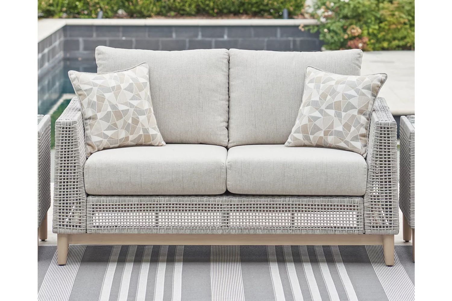 Seton Creek Gray Outdoor Loveseat With Cushion P798835