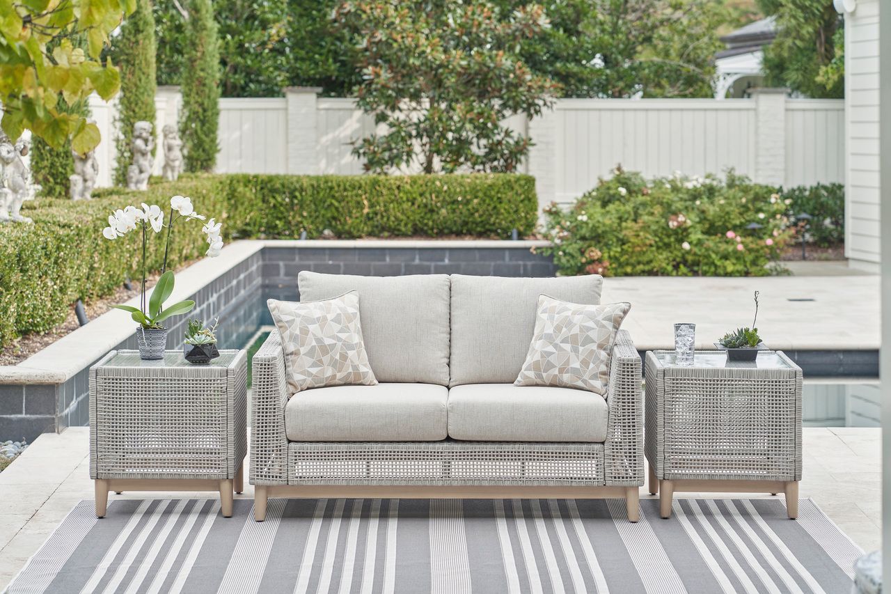 Seton Creek Gray Outdoor Loveseat With Cushion P798835