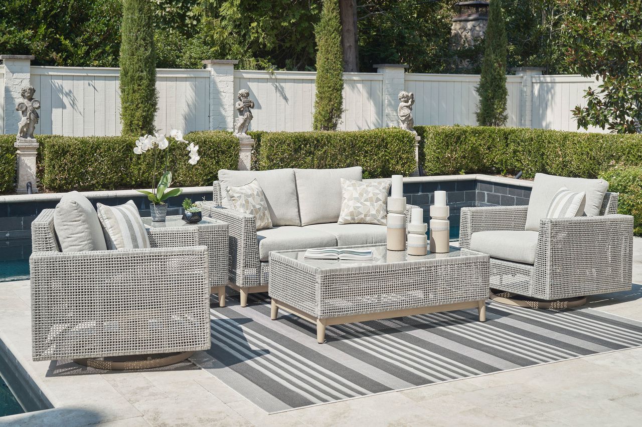 Seton Creek Gray Outdoor Loveseat With Cushion P798835