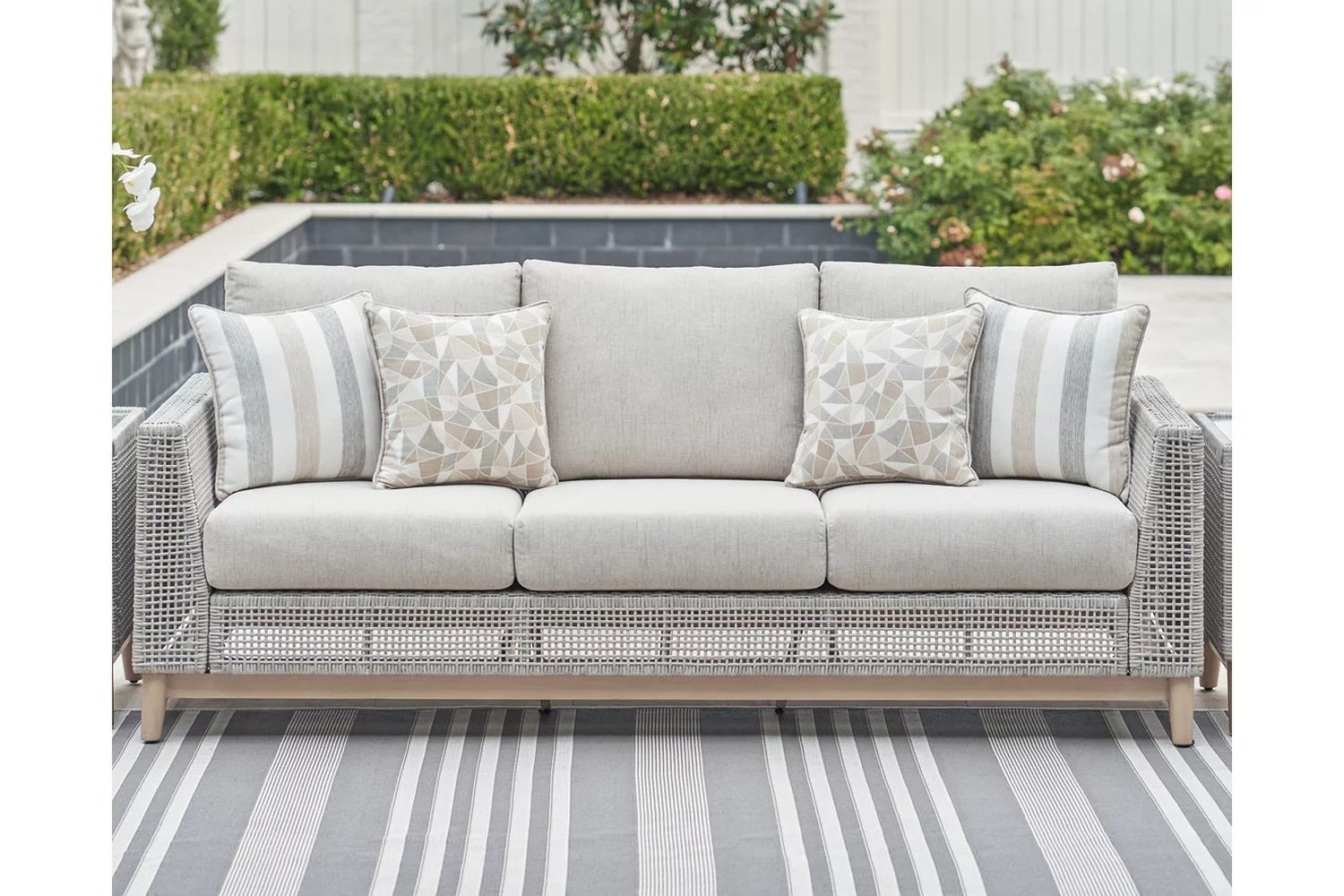 Seton Creek Gray Outdoor Sofa With Cushion P798838