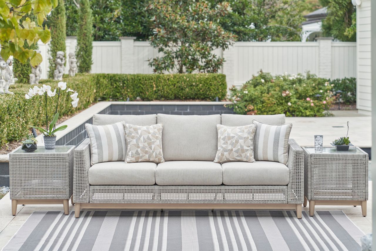 Seton Creek Gray Outdoor Sofa With Cushion P798838