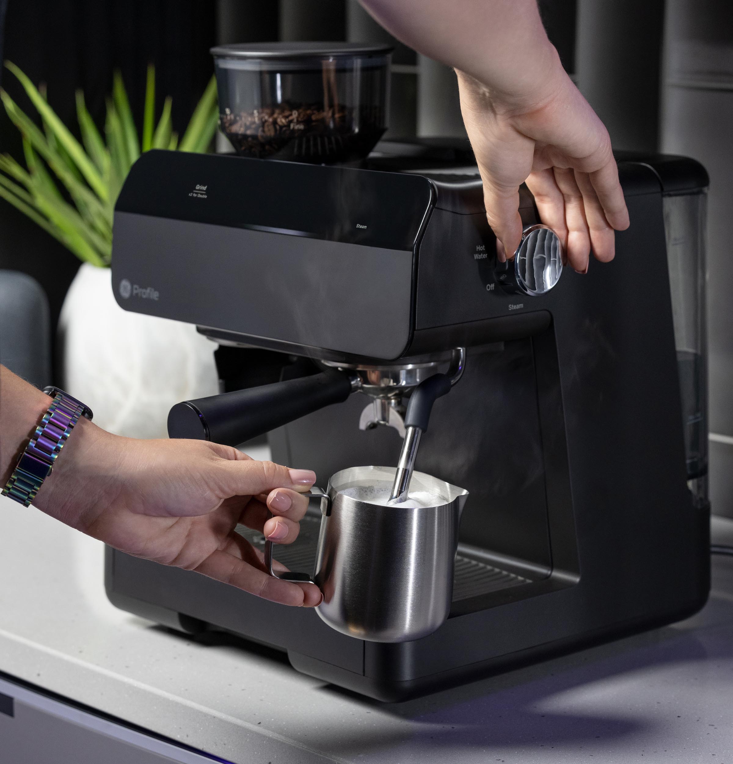GE Profile Semi Automatic Espresso Machine + Frother P7CESAS6RBB