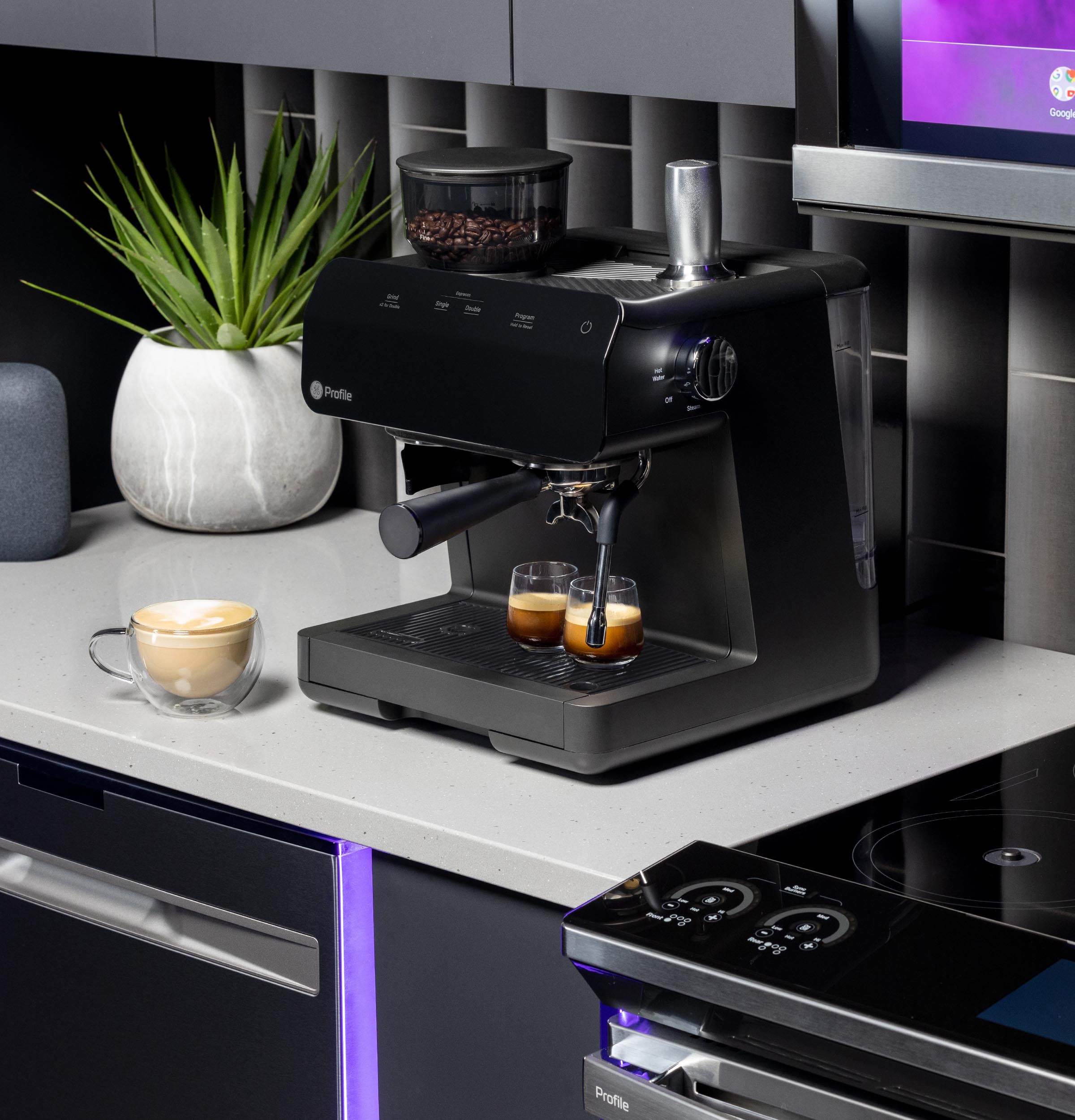 GE Profile Semi Automatic Espresso Machine + Frother P7CESAS6RBB