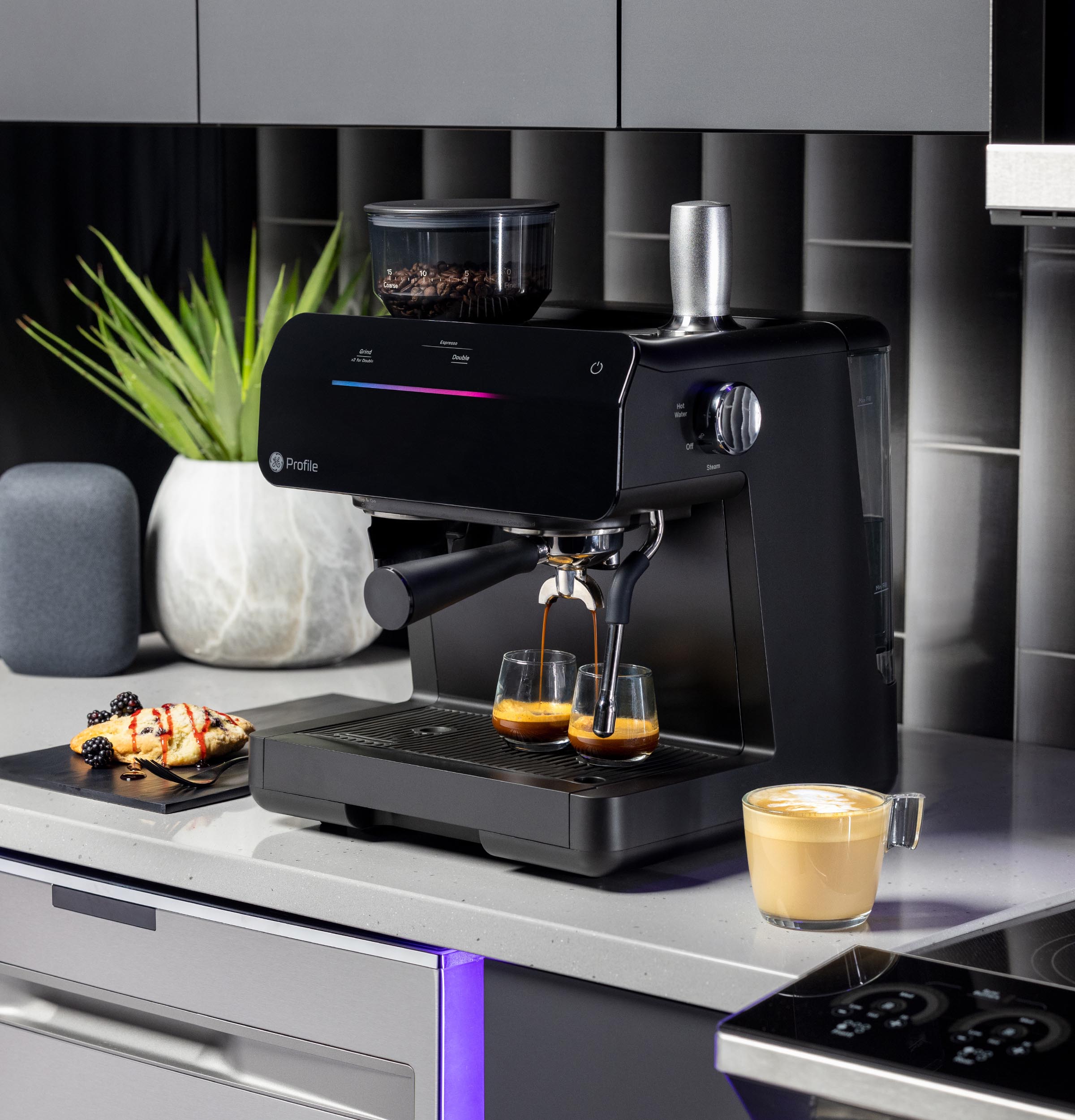 GE Profile Semi Automatic Espresso Machine + Frother P7CESAS6RBB