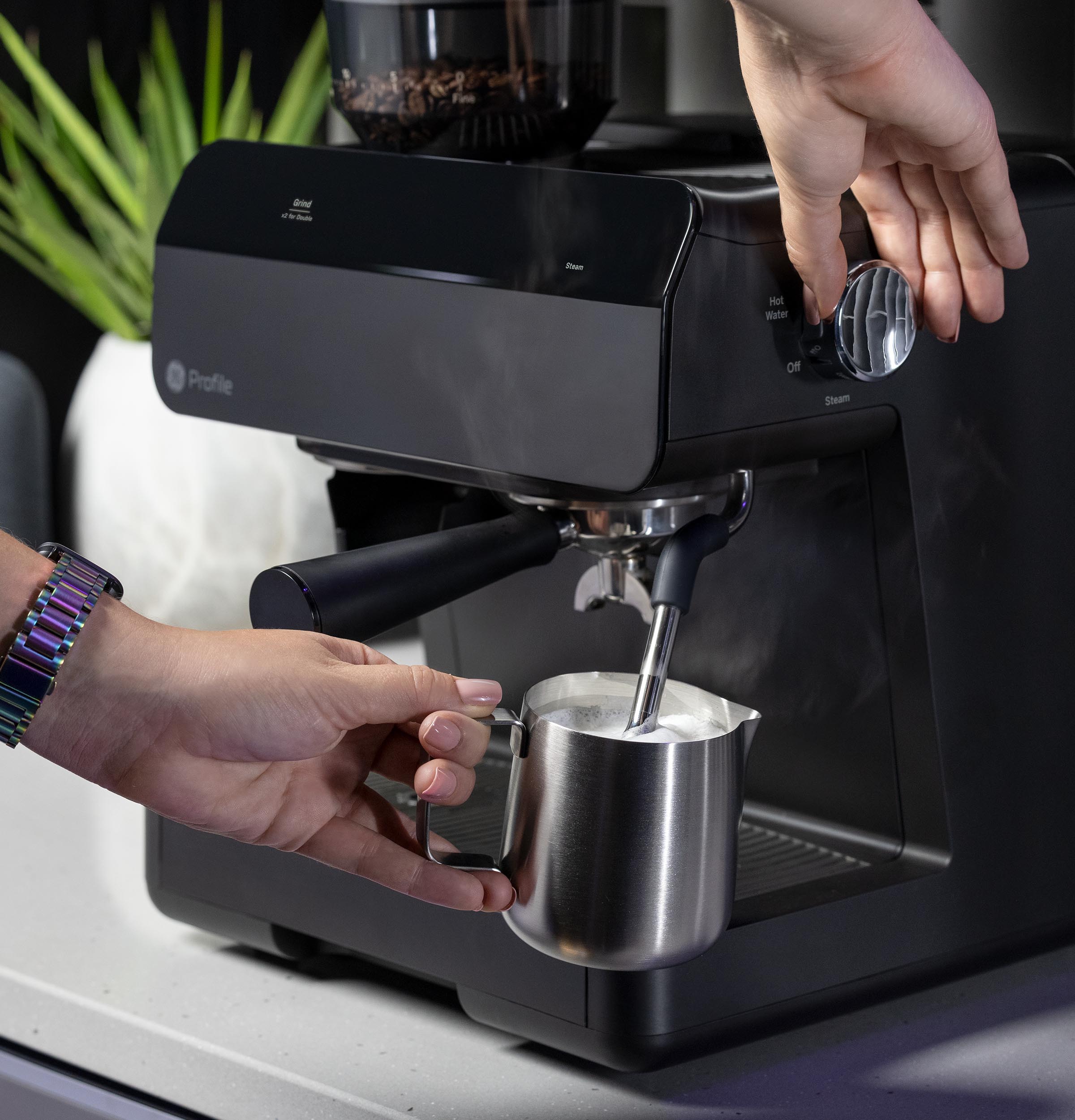 GE Profile Semi Automatic Espresso Machine + Frother P7CESAS6RBB