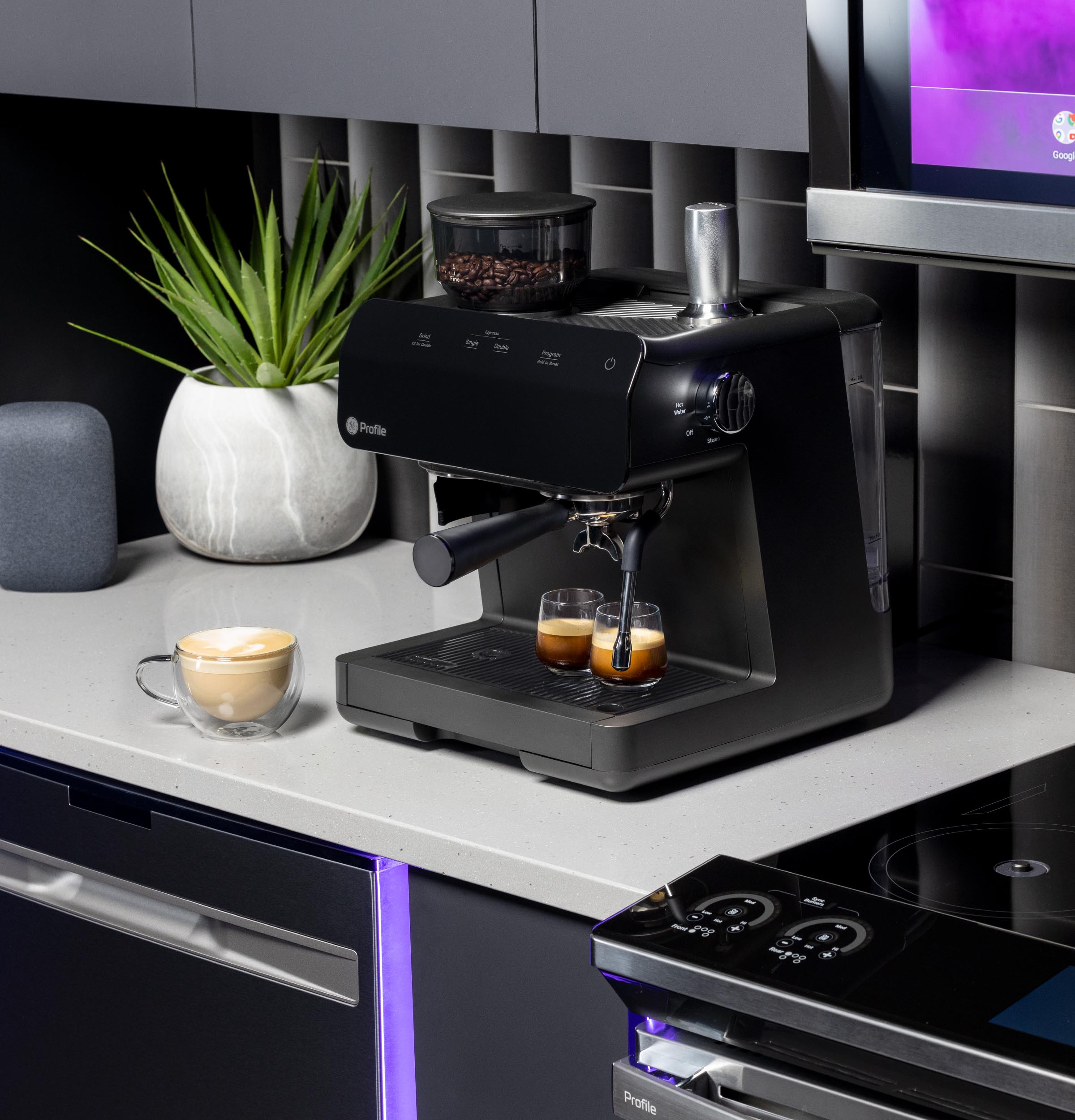 GE Profile Semi Automatic Espresso Machine + Frother P7CESAS6RBB