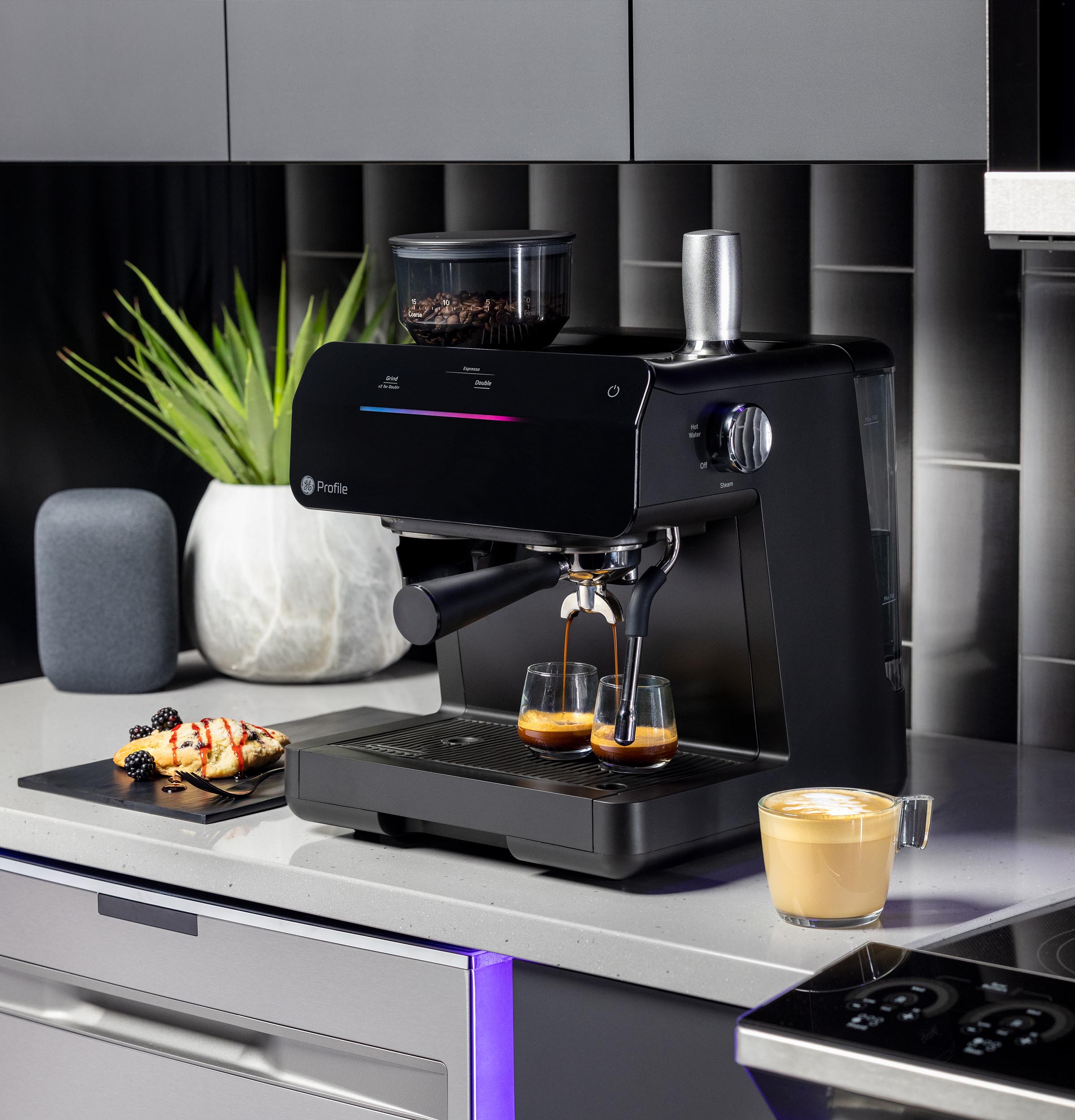 GE Profile Semi Automatic Espresso Machine + Frother P7CESAS6RBB