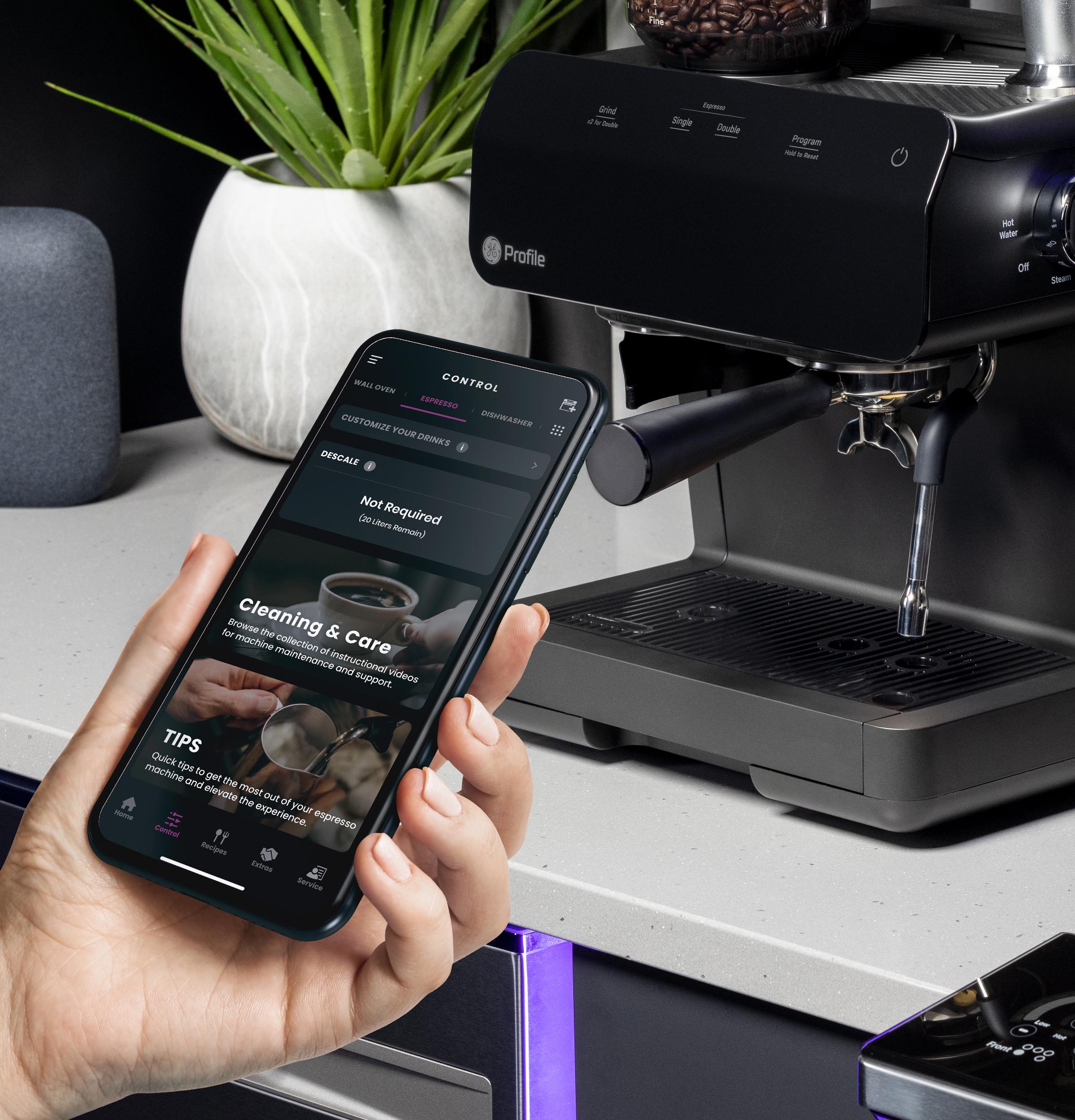 GE Profile Semi Automatic Espresso Machine + Frother P7CESAS6RBB