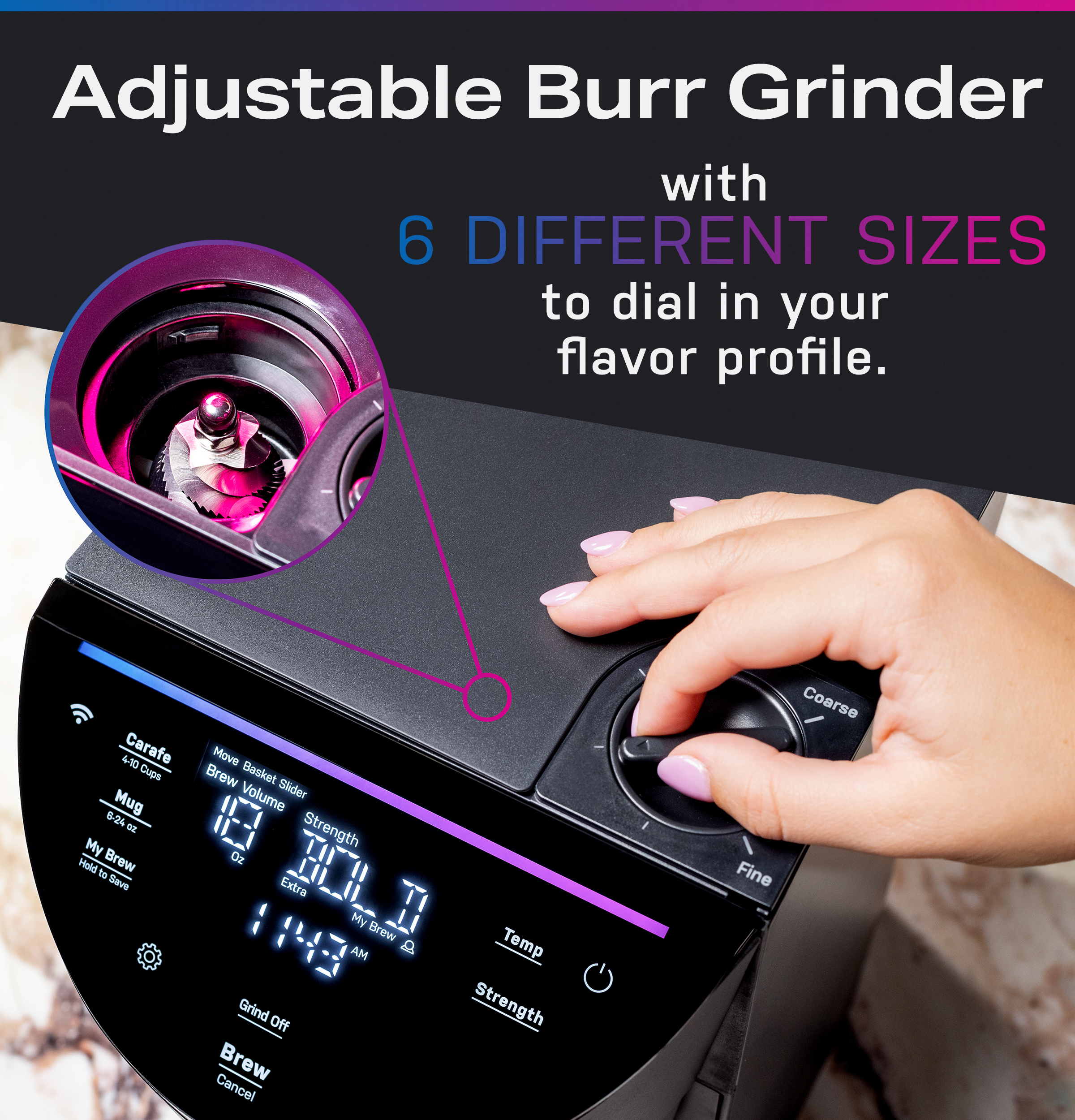 Smart Grind and Brew Coffee Maker with Podless Single Serve P7CGAAS6TBB