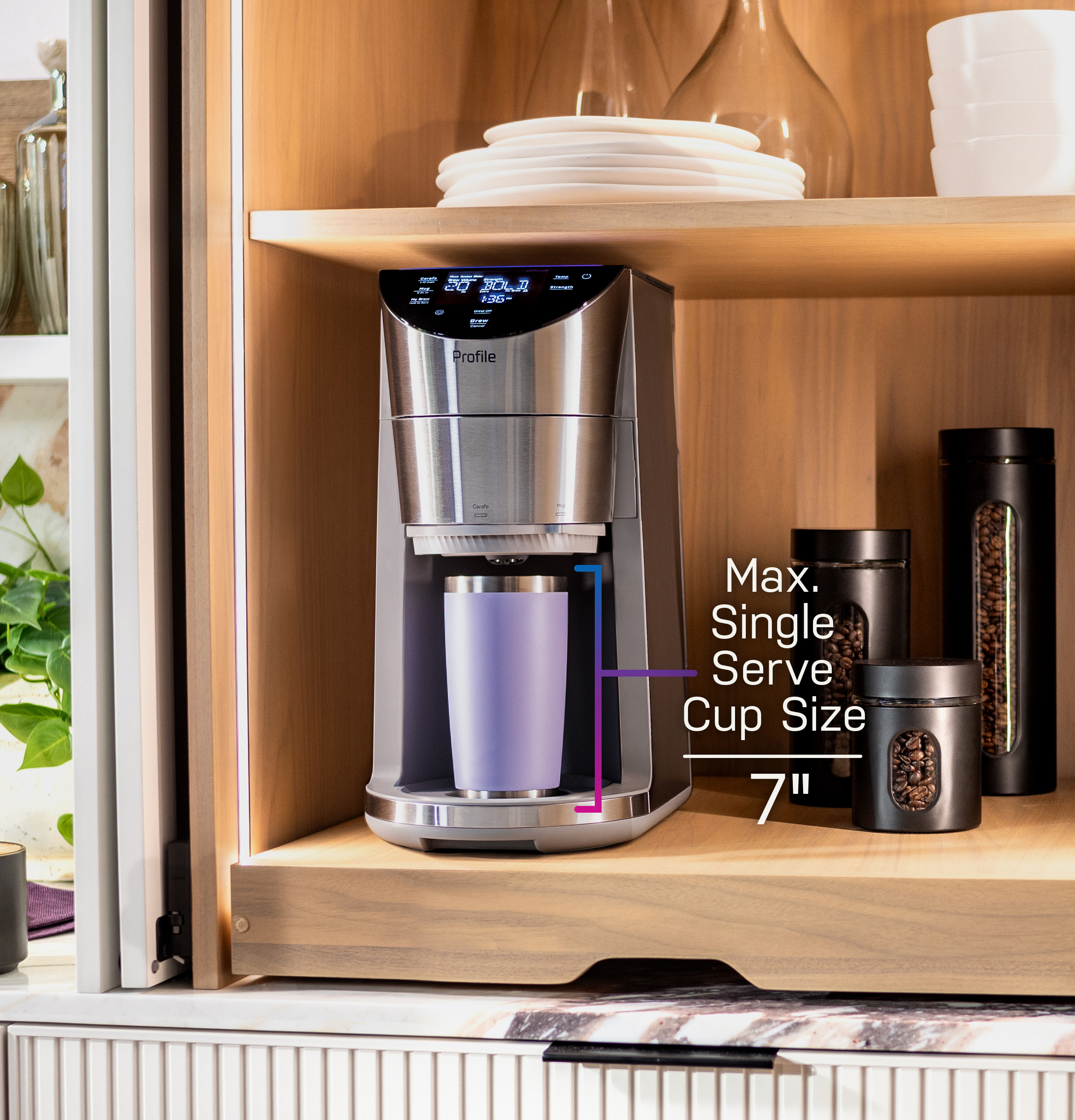 Smart Grind and Brew Coffee Maker with Podless Single Serve P7CGAAS6TBB