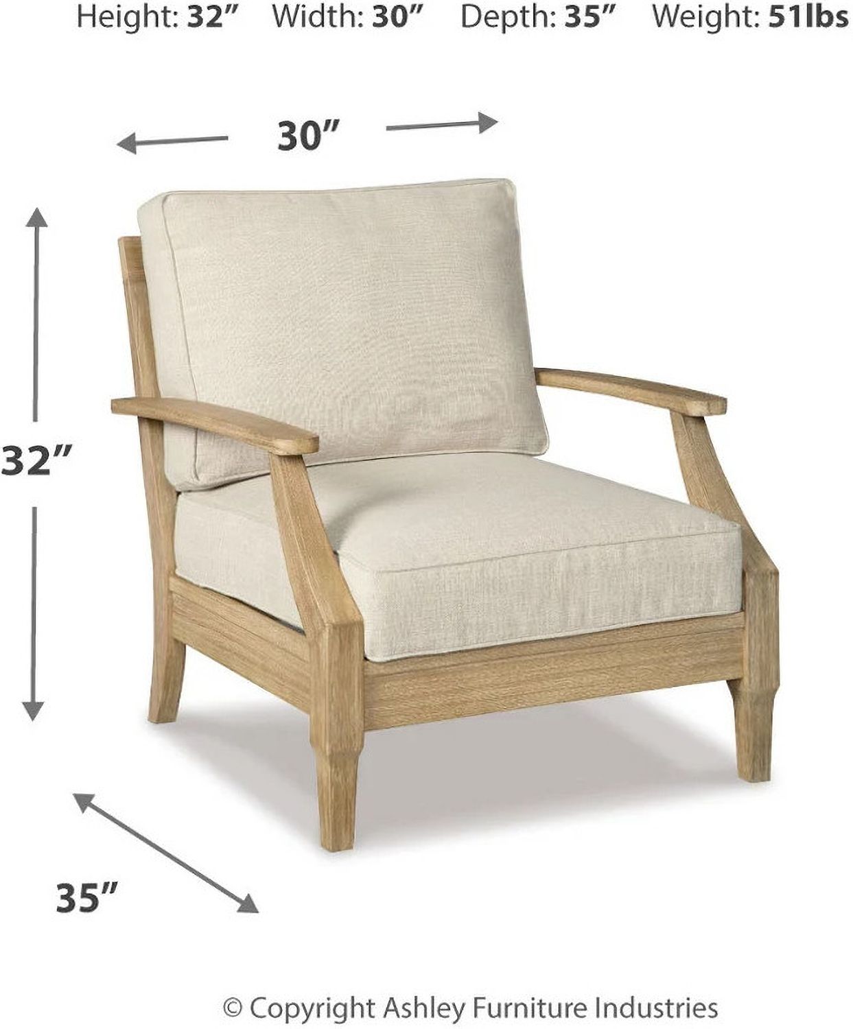 Clare View Beige Outdoor Lounge Chair With Cushion P801820