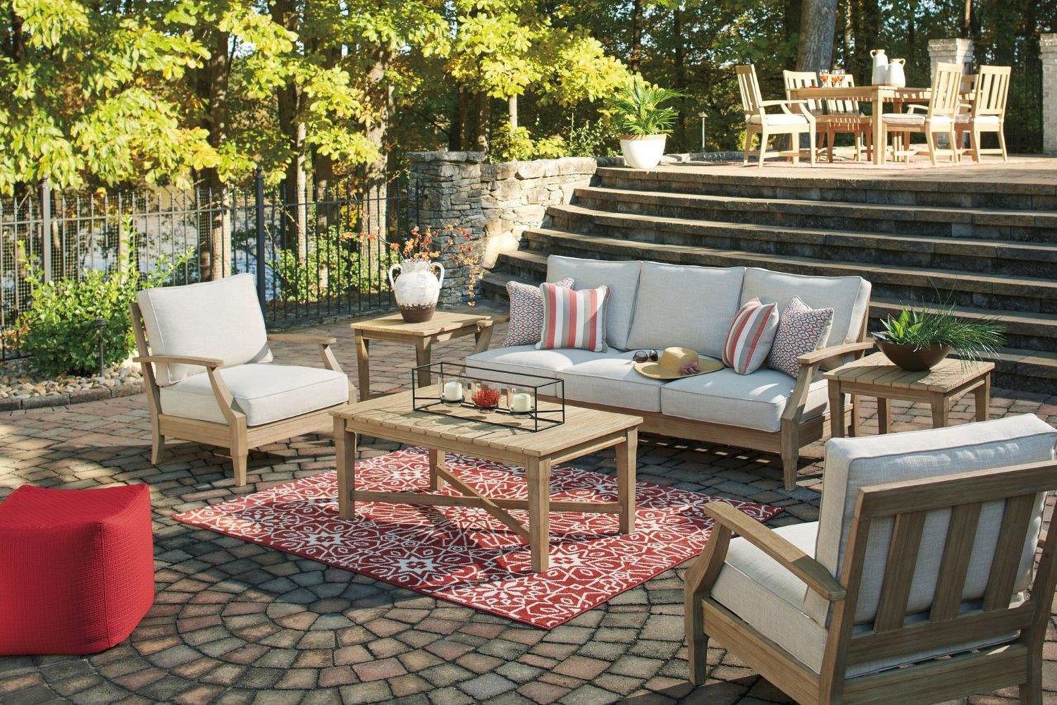 Clare View Beige Outdoor Lounge Chair With Cushion P801820