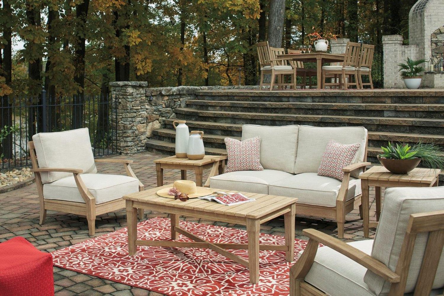 Clare View Beige Outdoor Lounge Chair With Cushion P801820