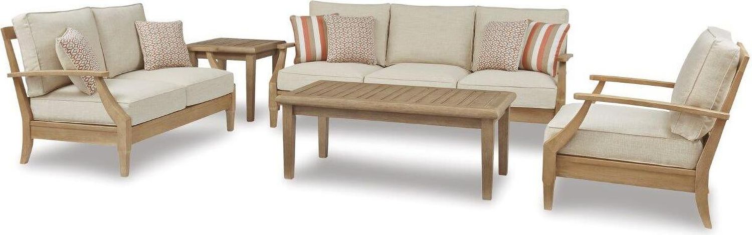 Clare View Beige Outdoor Lounge Chair With Cushion P801820