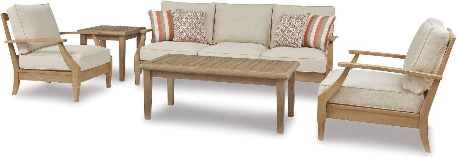 Clare View Beige Outdoor Lounge Chair With Cushion P801820