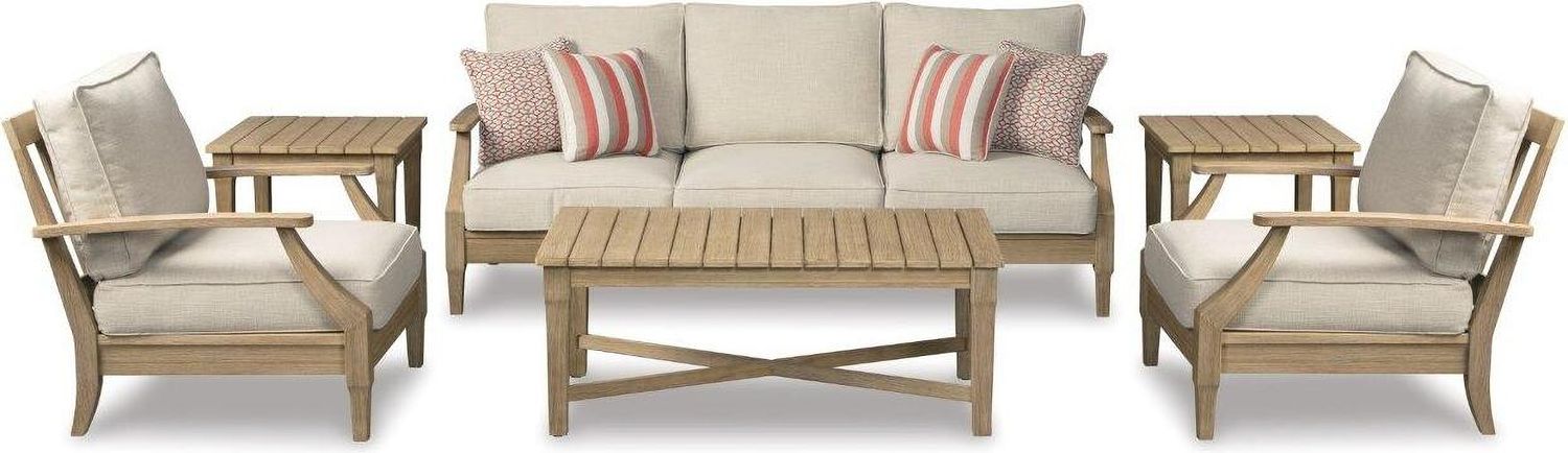Clare View Beige Outdoor Lounge Chair With Cushion P801820