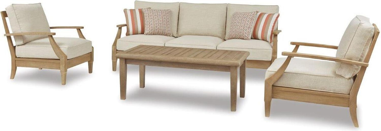 Clare View Beige Outdoor Lounge Chair With Cushion P801820