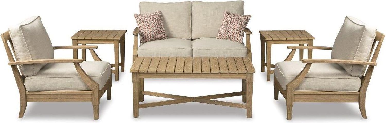 Clare View Beige Outdoor Lounge Chair With Cushion P801820