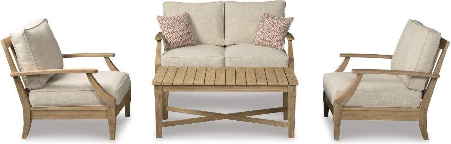 Clare View Beige Outdoor Lounge Chair With Cushion P801820