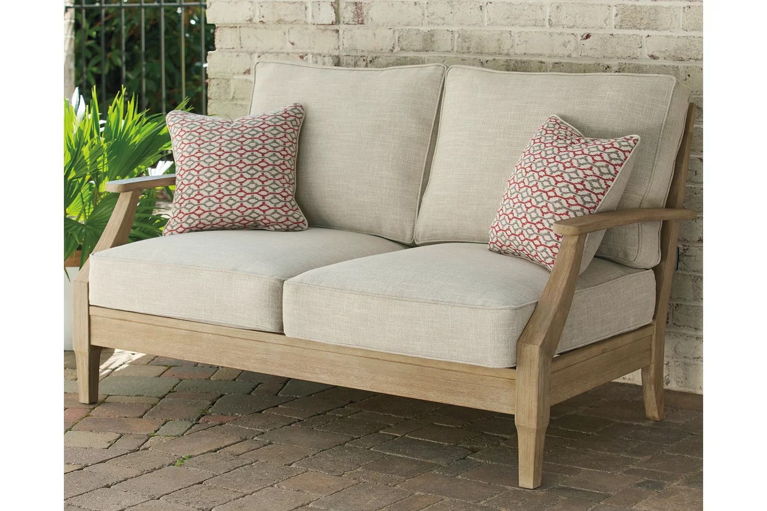 Clare View Beige Outdoor Loveseat with Cushion P801835