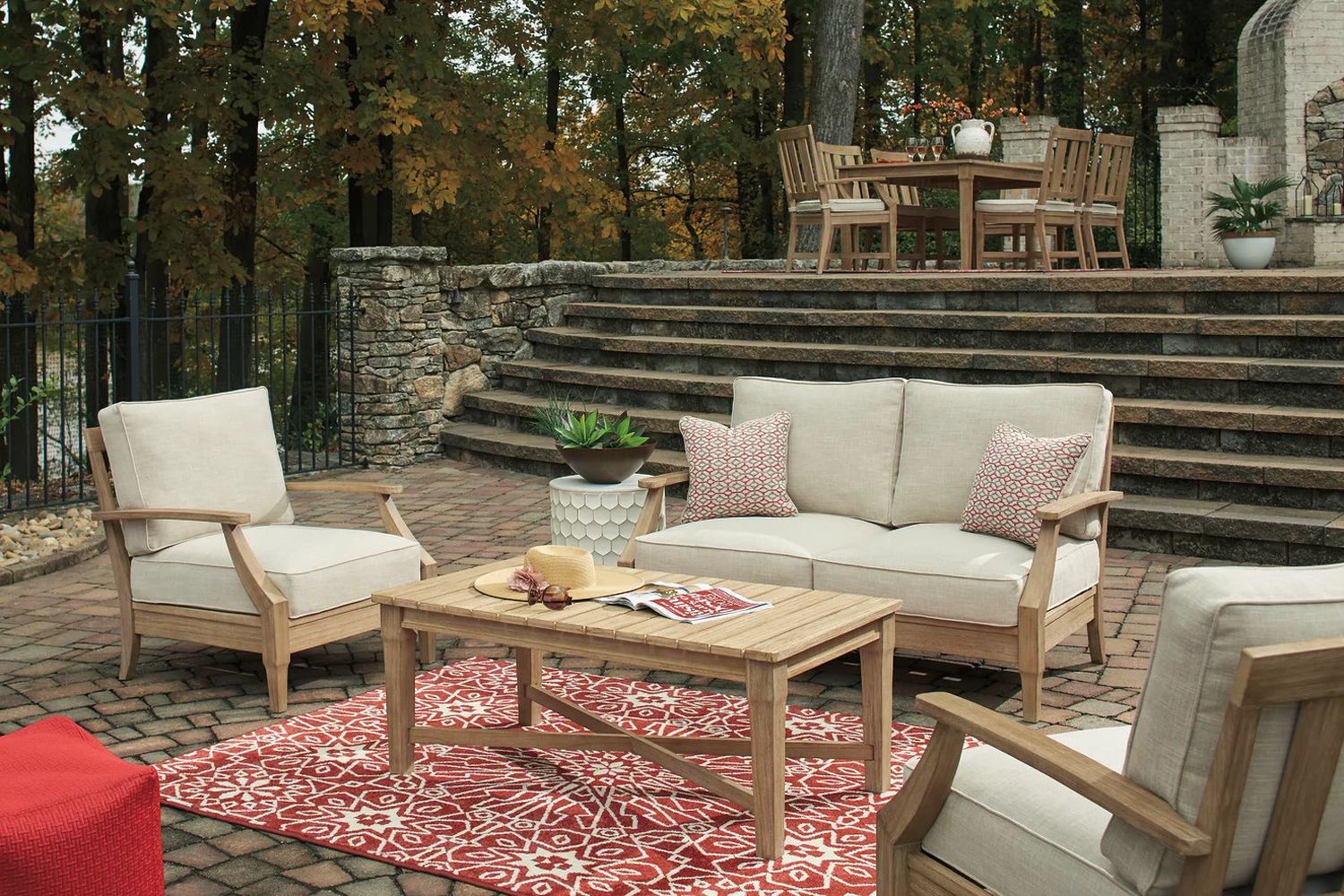 Clare View Beige Outdoor Loveseat with Cushion P801835