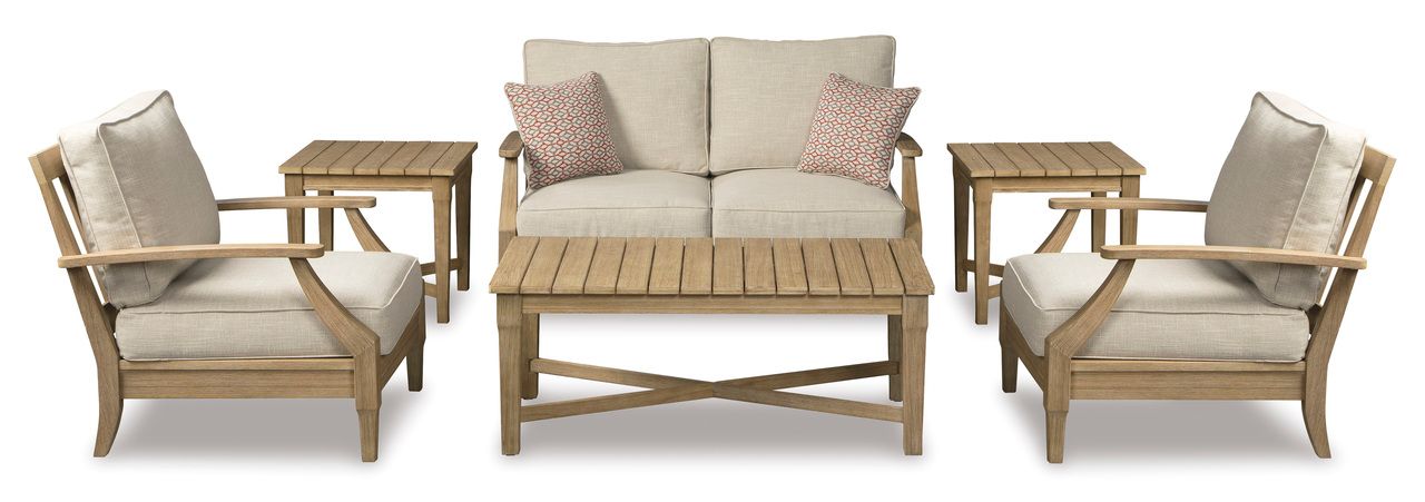 Clare View Beige Outdoor Loveseat with Cushion P801835