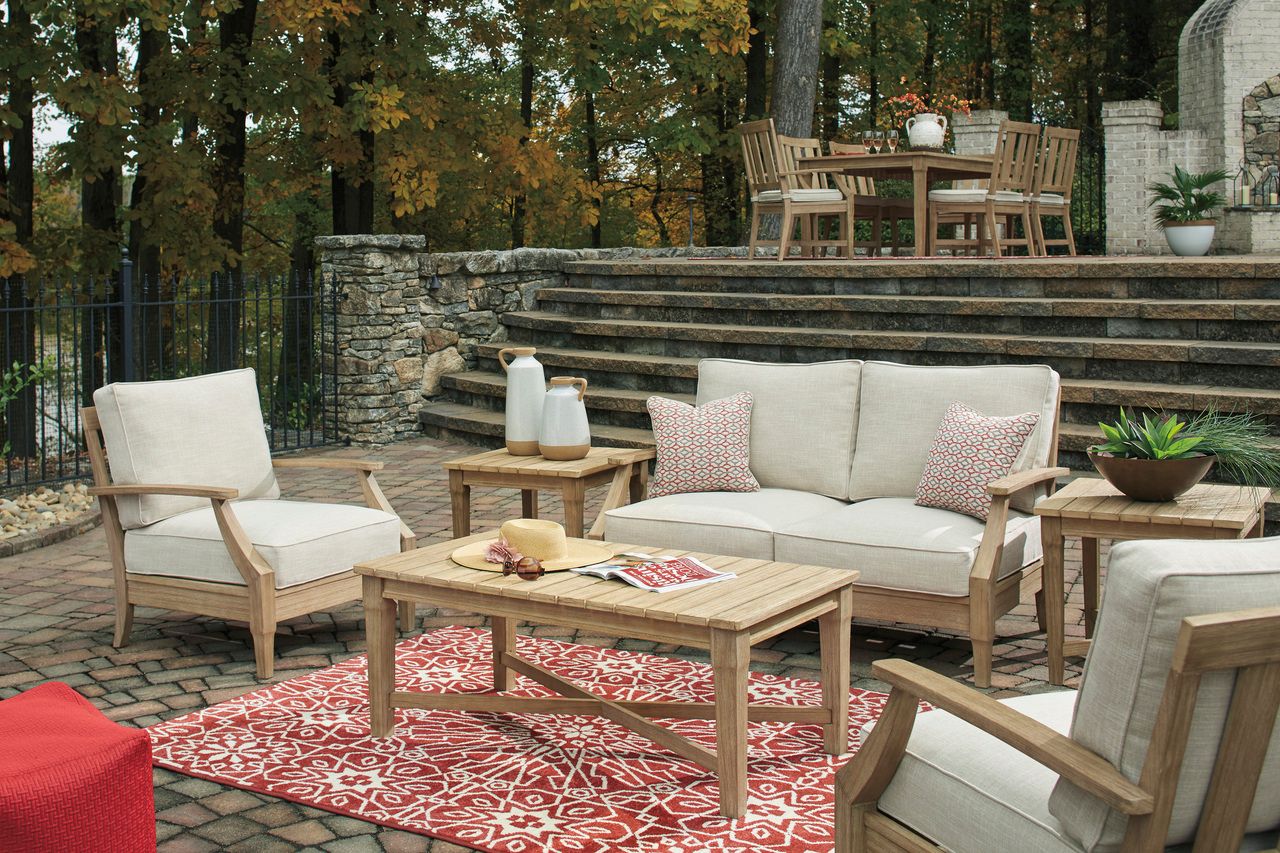 Clare View Beige Outdoor Loveseat with Cushion P801835
