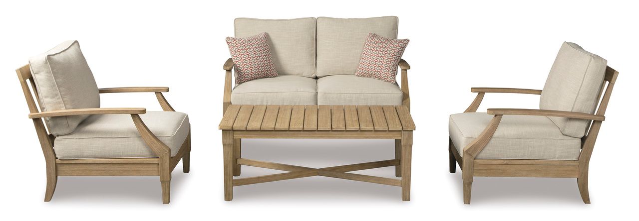 Clare View Beige Outdoor Loveseat with Cushion P801835