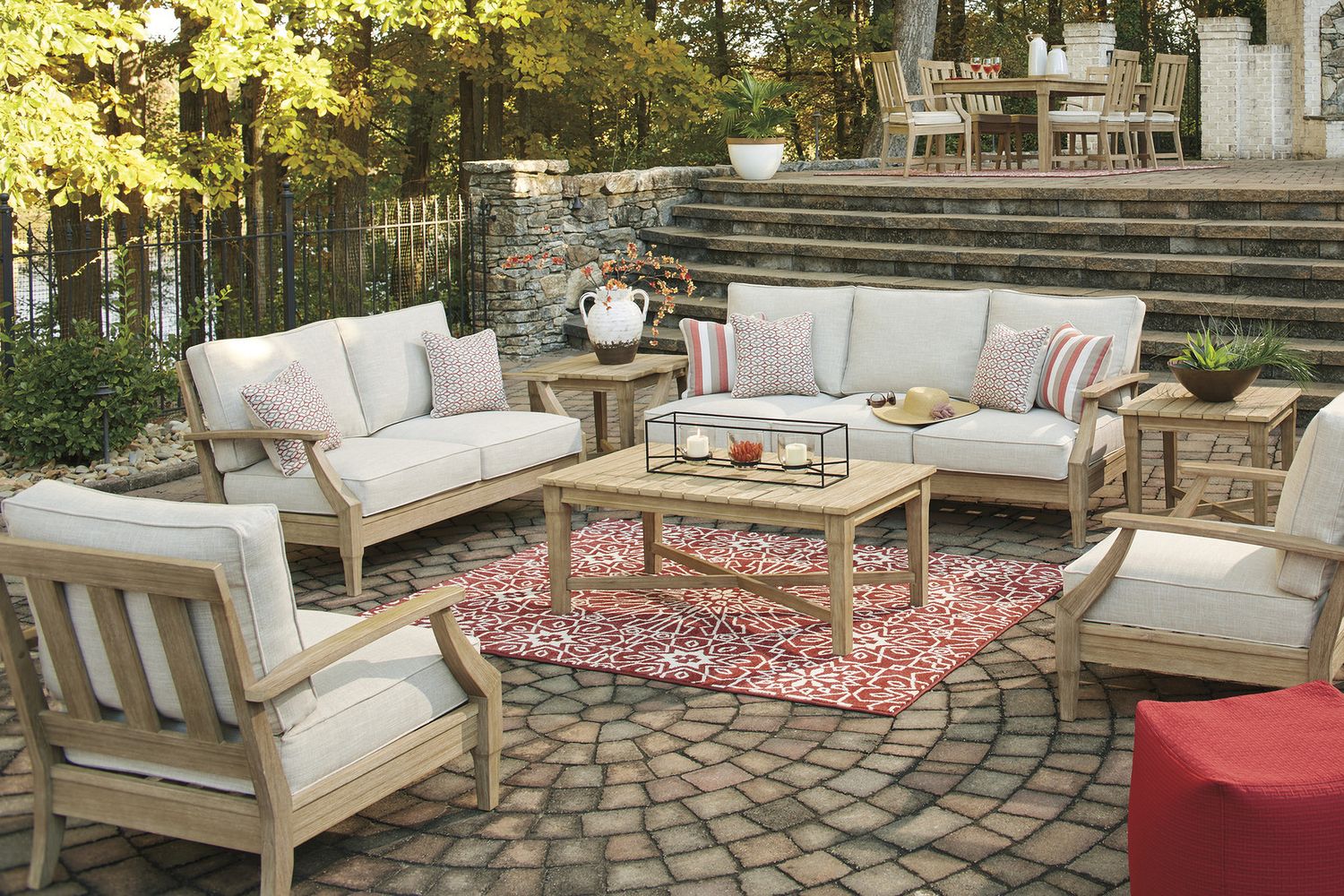 Clare View Beige Outdoor Loveseat with Cushion P801835