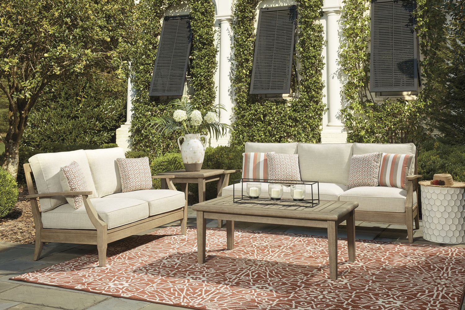 Clare View Beige Outdoor Loveseat with Cushion P801835