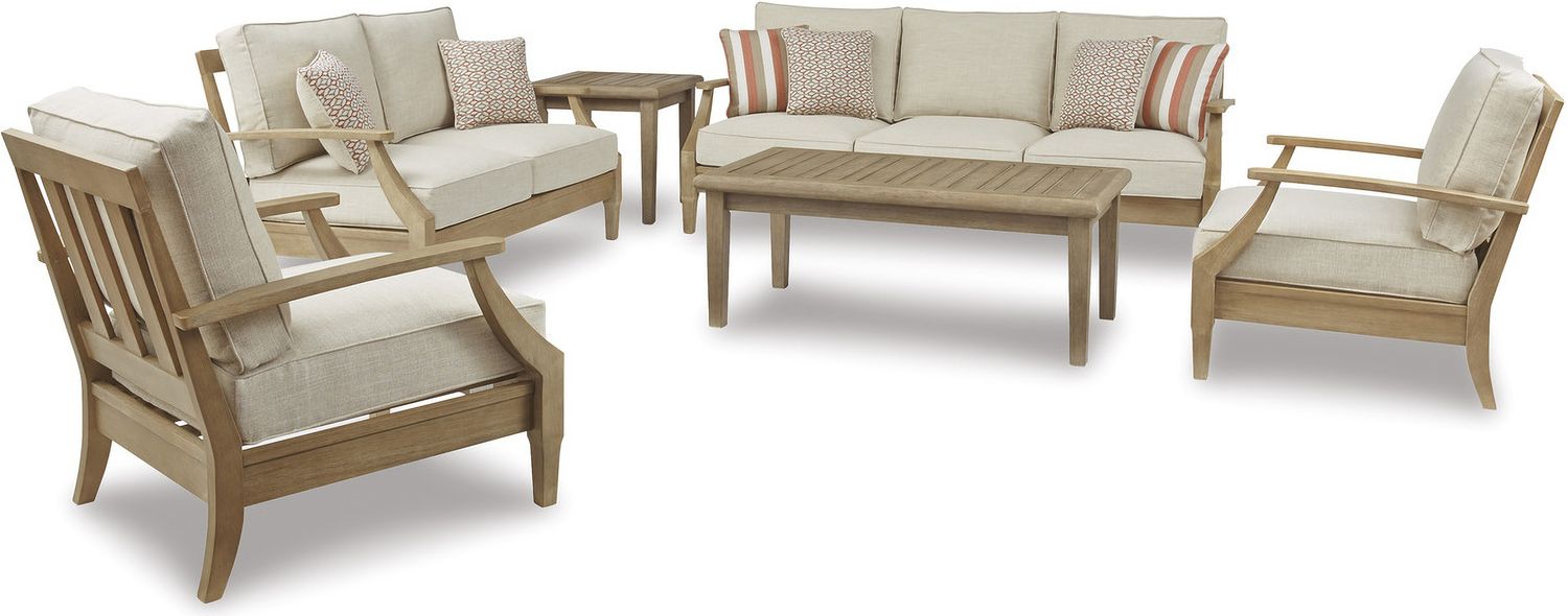 Clare View Beige Outdoor Loveseat with Cushion P801835