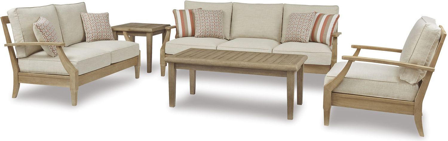 Clare View Beige Outdoor Loveseat with Cushion P801835