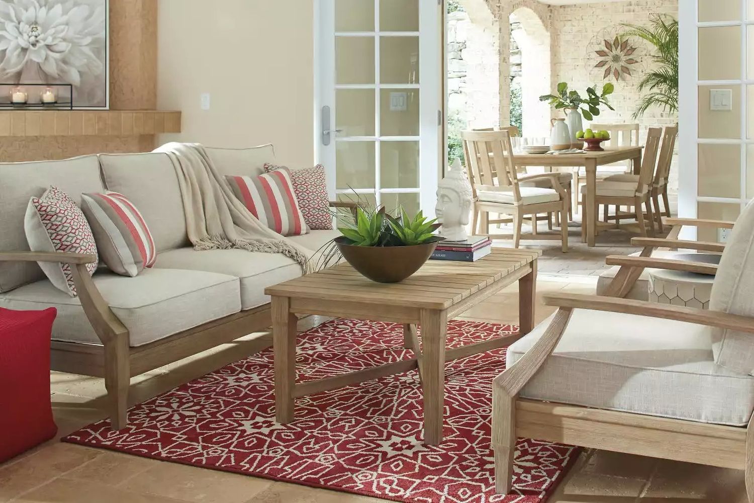 Clare View Beige Outdoor Sofa with Cushion P801838