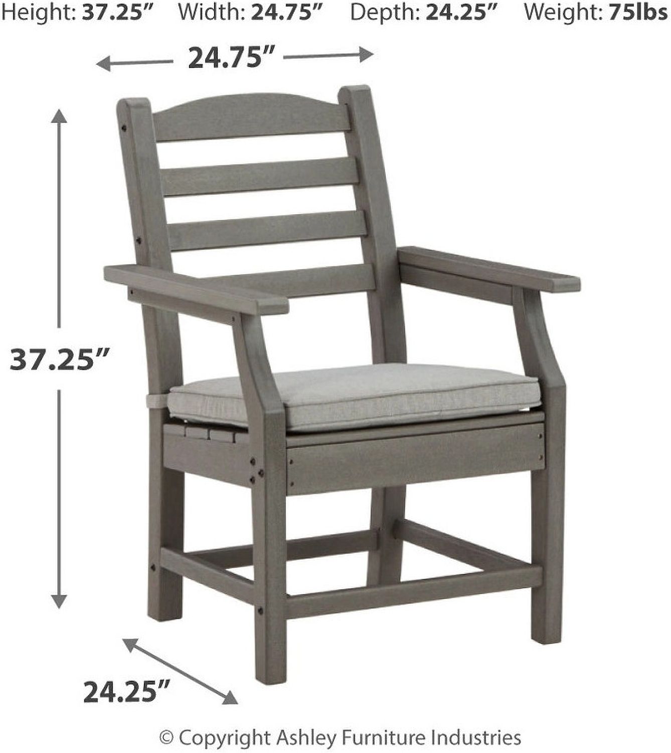Visola Gray Arm Chair With Cushion Set of 2 P802601A