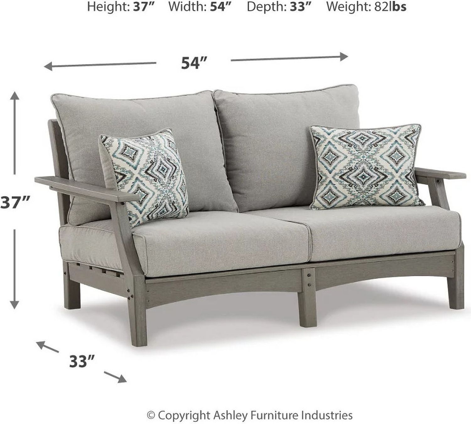 Visola Gray Loveseat w/Cushion P802835