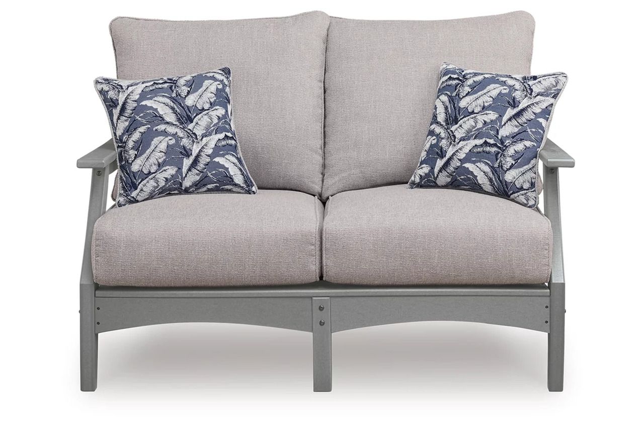 Lone View Bay Outdoor Loveseat with Cushion In Gray P803835