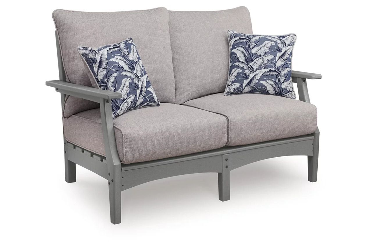Lone View Bay Outdoor Loveseat with Cushion In Gray P803835