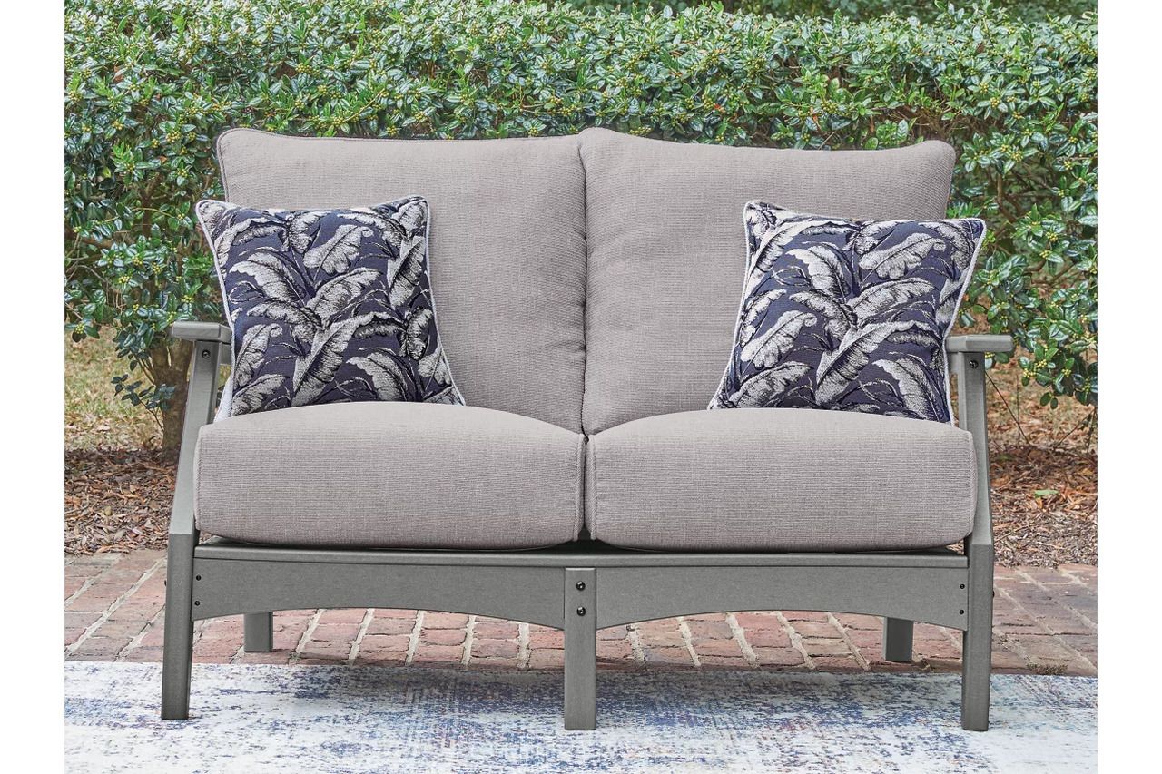 Lone View Bay Outdoor Loveseat with Cushion In Gray P803835