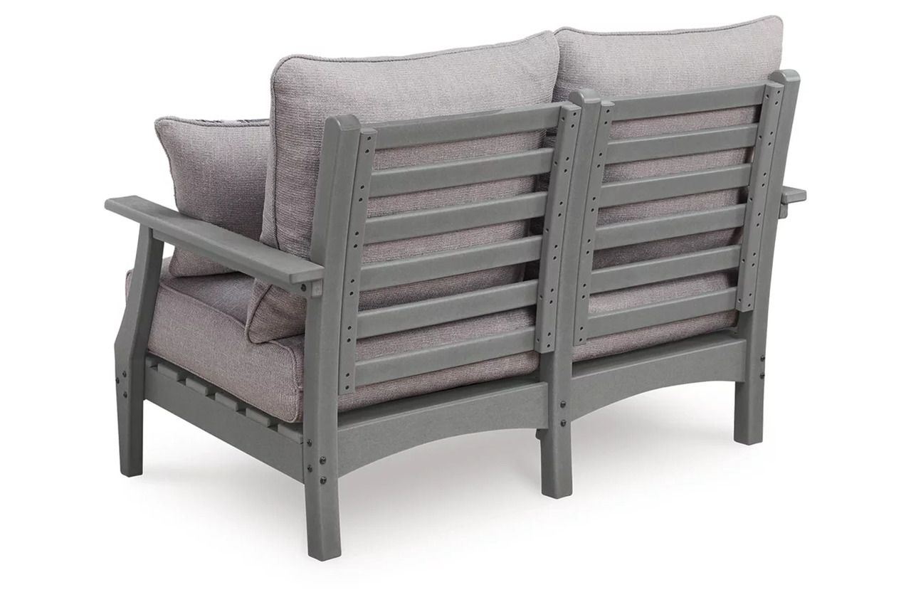 Lone View Bay Outdoor Loveseat with Cushion In Gray P803835