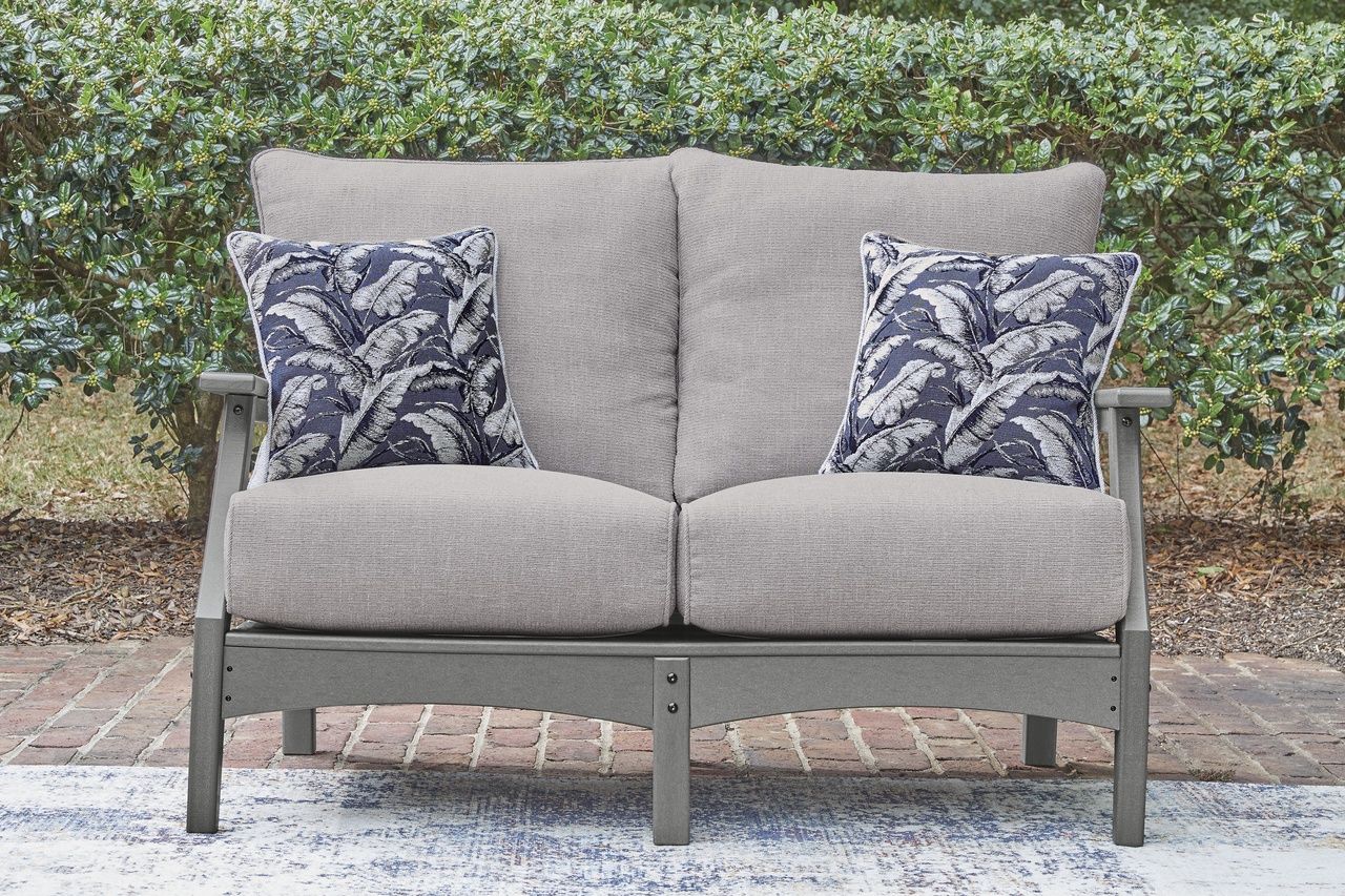 Lone View Bay Outdoor Loveseat with Cushion In Gray P803835