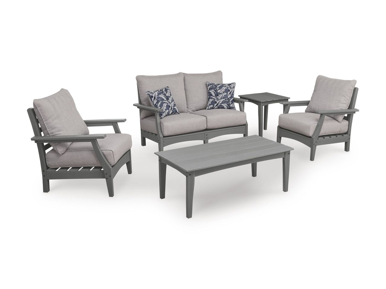 Lone View Bay Outdoor Loveseat with Cushion In Gray P803835