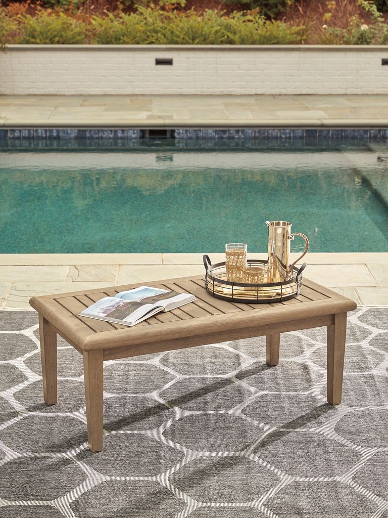 Gerianne Grayish Brown Outdoor Rectangular Cocktail Table P805701