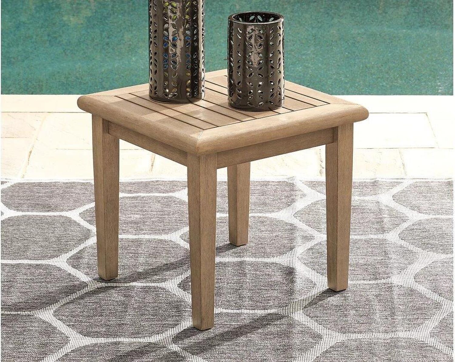 Gerianne Grayish Brown Outdoor Square End Table P805702