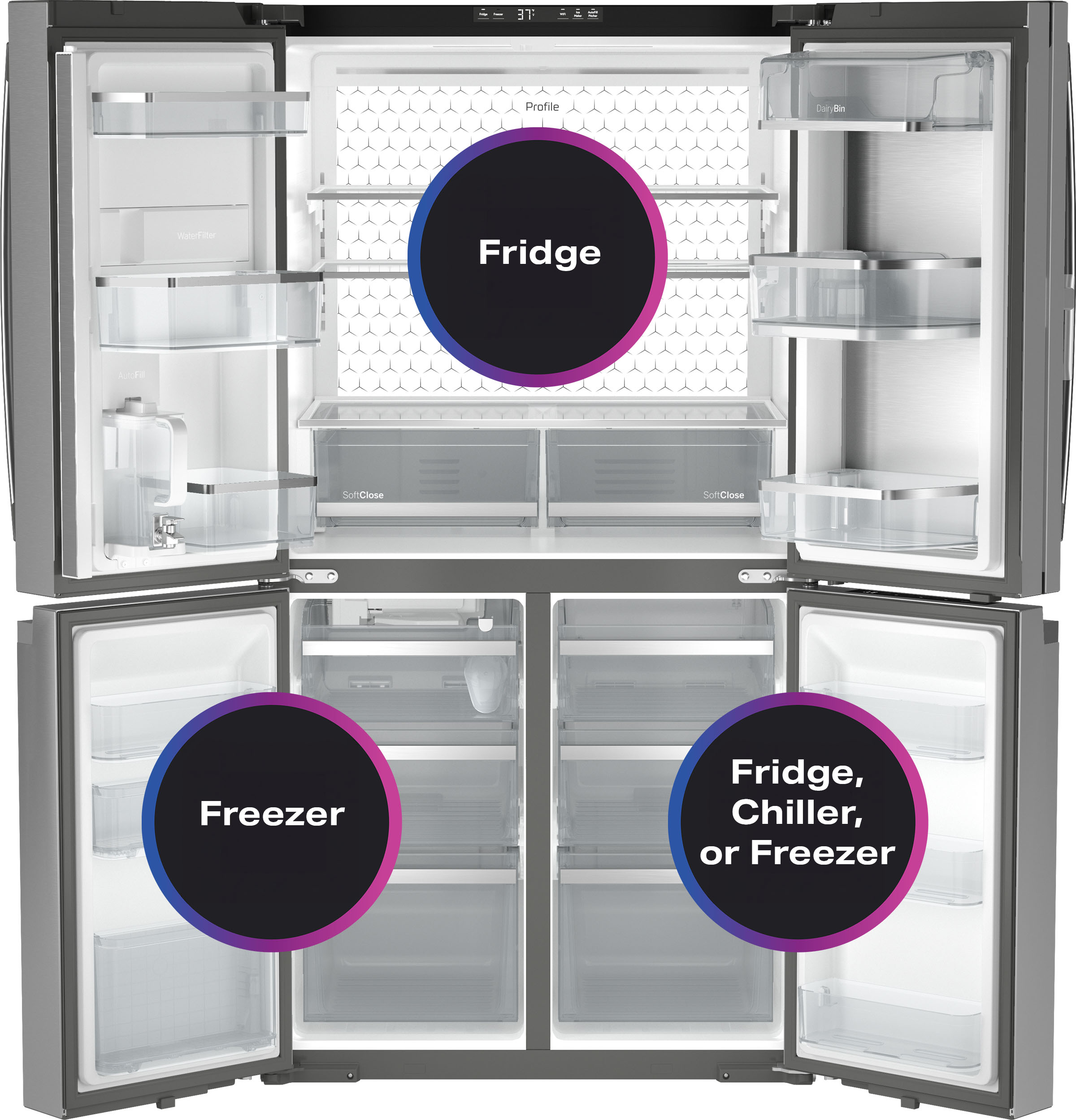 28.4 Cu. Ft. Quad-Door Refrigerator with Dual-Dispense AutoFill Pitcher and Door in Door view 21