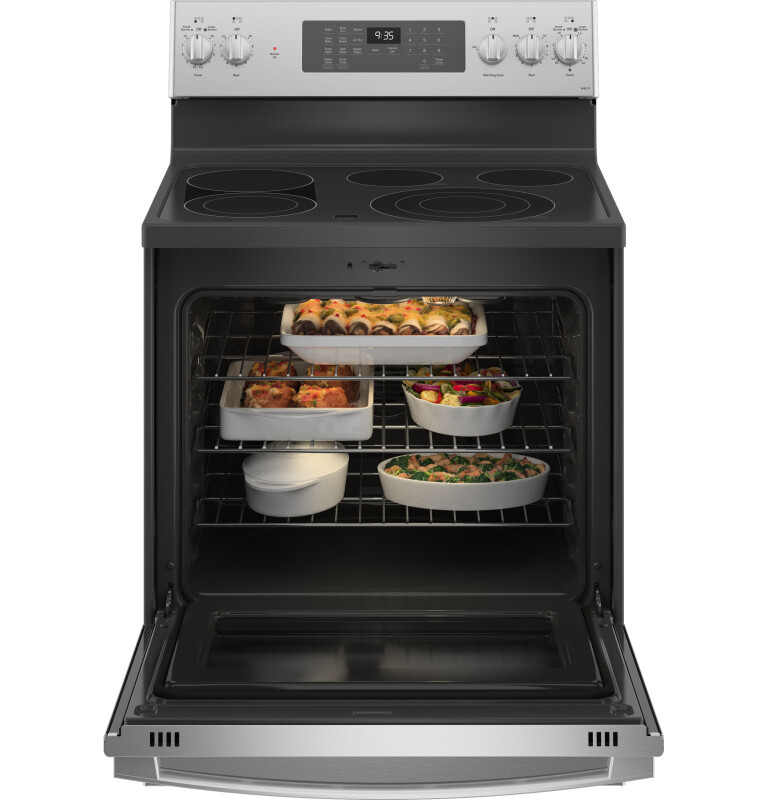30" Smart Free-Standing Electric Convection Fingerprint Resistant Range with No Preheat Air Fry PB935YPFS, product image 3 of 9