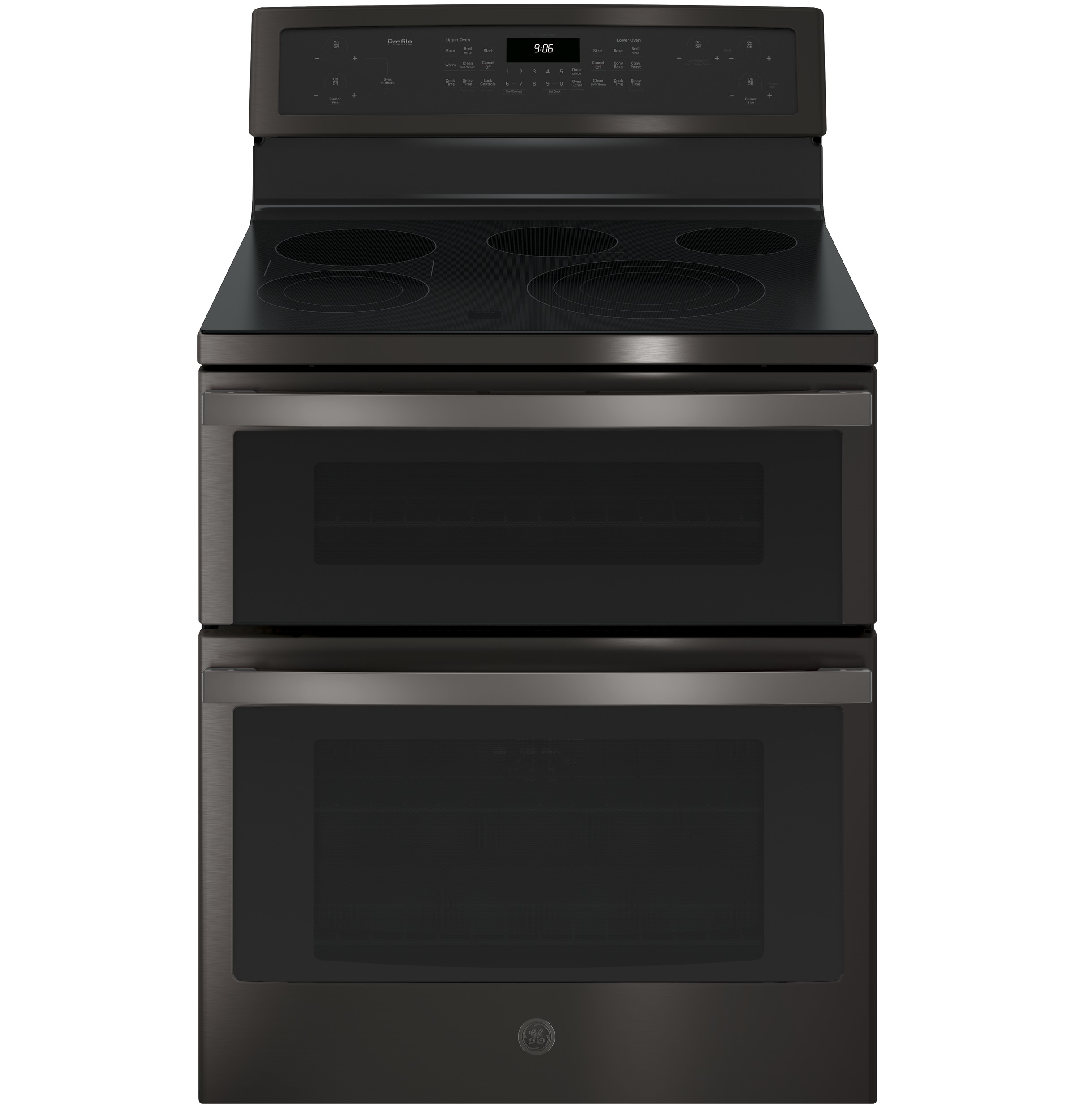 GE Profile 30" Free-Standing Electric Double Oven Convection Range Fingerprint Resistant Black Stainless PB960BJTS Picture 1