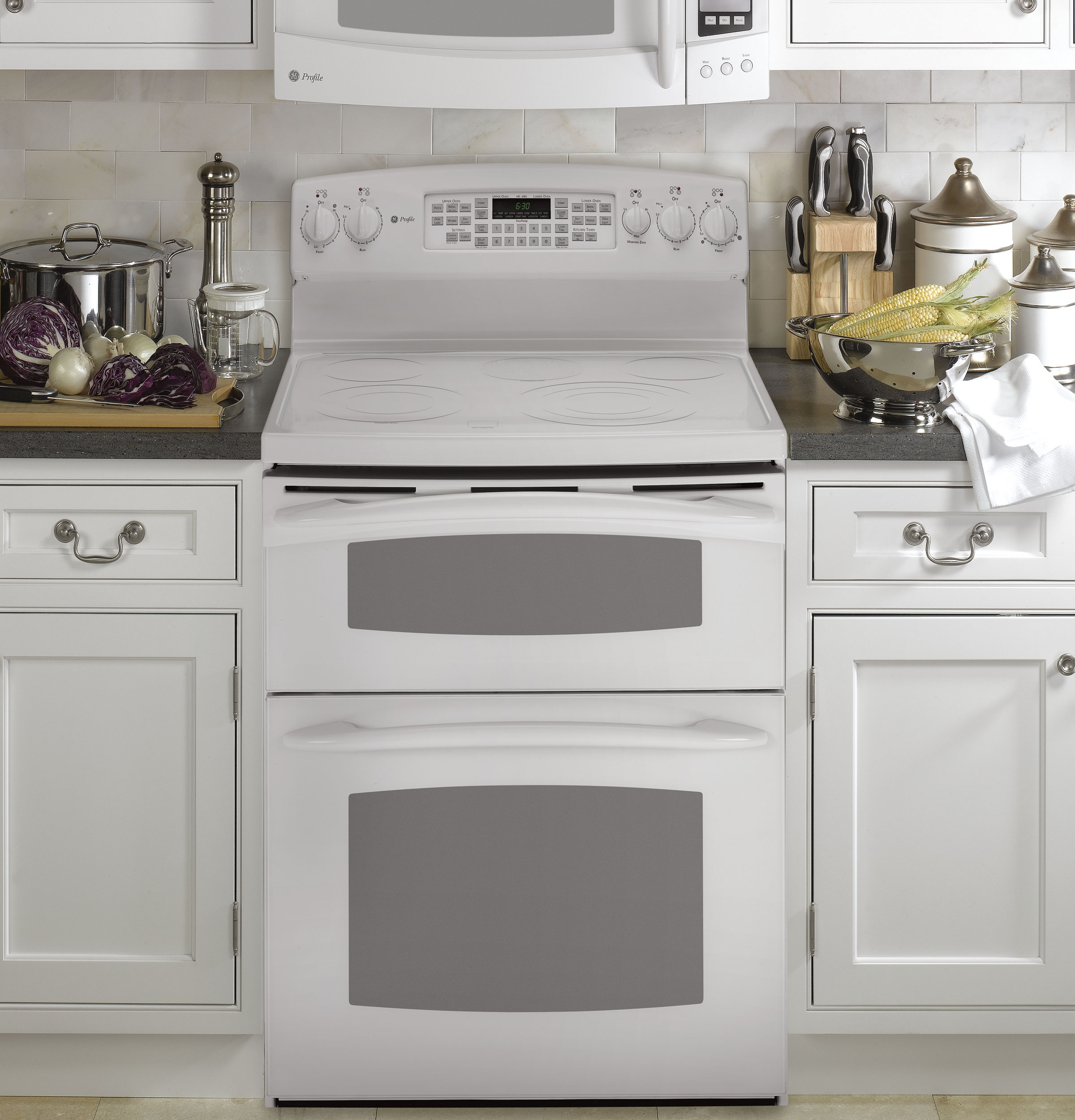 30" Free-Standing Double Oven Range PB970TPWW, product image 2 of 4