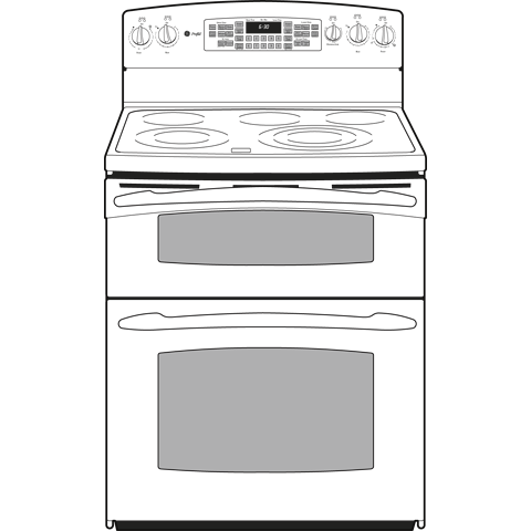 30" Free-Standing Double Oven Range PB970TPWW, product image 3 of 4