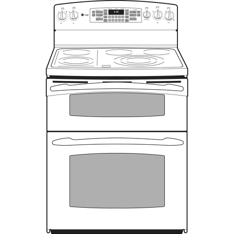 30" Free-Standing Double Oven Range PB975DPBB, product image 2 of 3