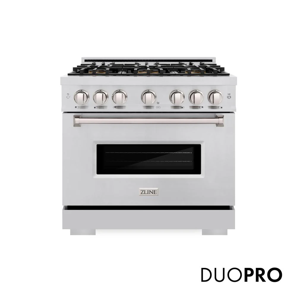 36 In. 5.2 Cu. Ft. Classic Dual Fuel Range With 6 Burner Duopro™ Cooktop And Electric Convection Oven In Stainless Steel PCDR36